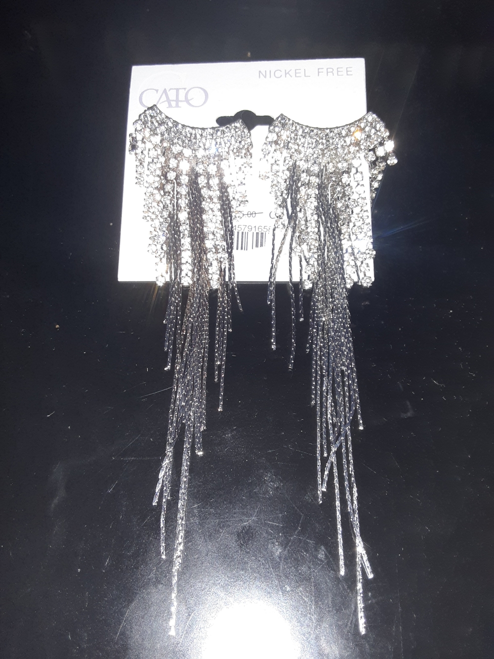 Cato Silver Crystal Fringe Tassel Drop Earrings